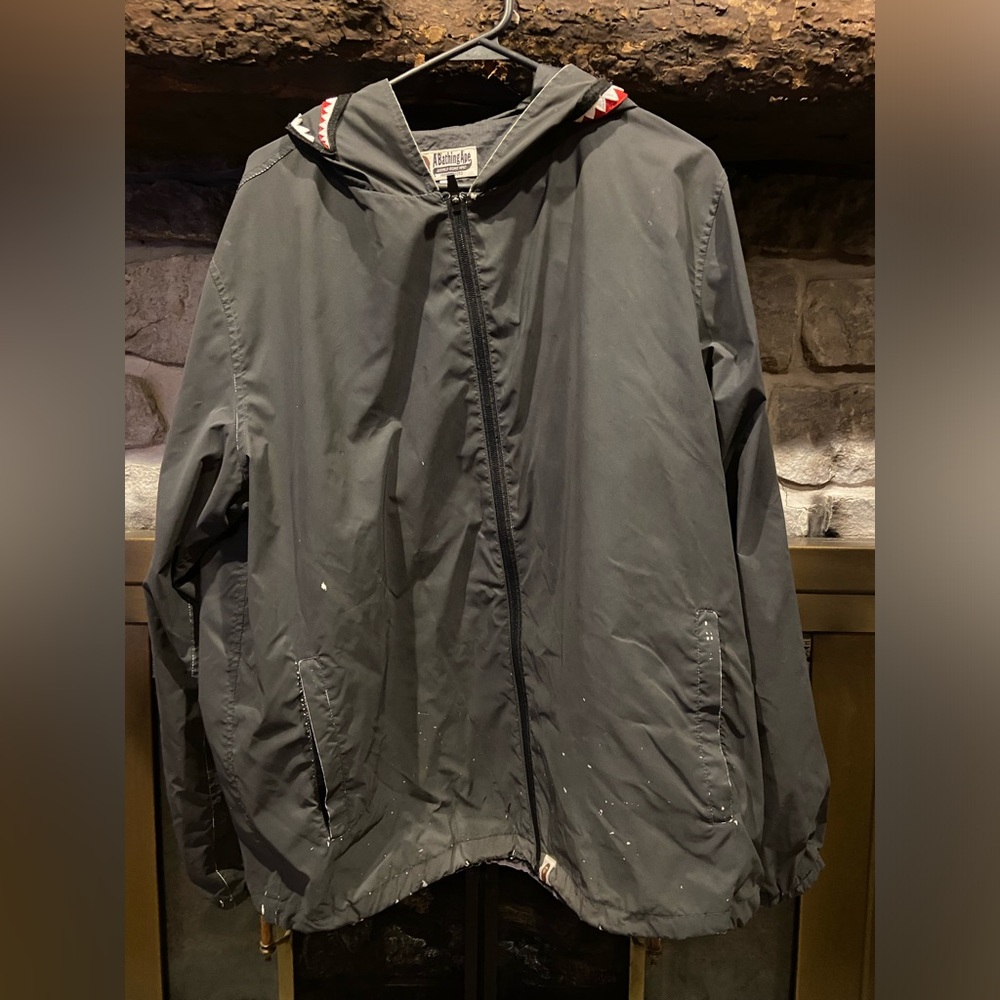 Bape grey zippered rain jacket